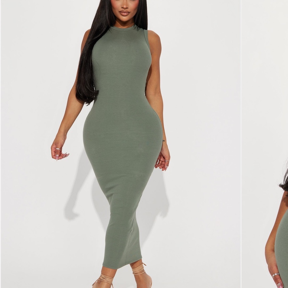 Fashion Nova Adria Ribbed Maxi Dress
Olive Green Backless Dress
